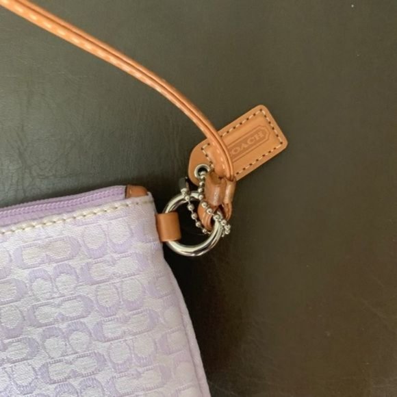 Coach Monogram Lavender Wristlet Tan Leather - Picture 6 of 7